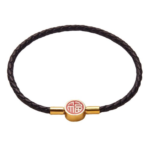 Fu Character Blessing Leather Buckle Bracelet Fu Character Blessing Leather Buckle Bracelet