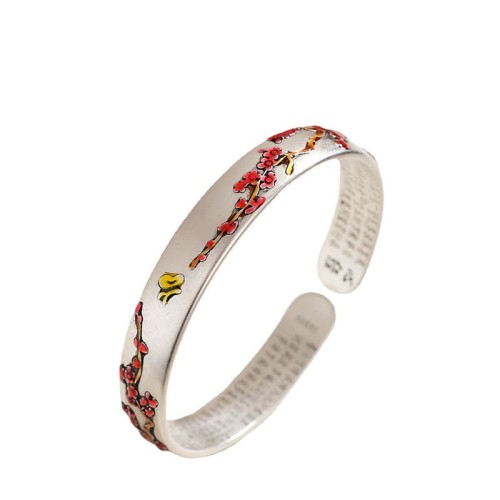 Plum Blossom Chrysanthemum Flower Heart Sutra Healing Bangle Plum Blossom Chrysanthemum Flower Heart Sutra Healing Bangle