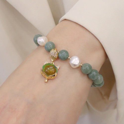 Jade Pearl Fox Charm Luck Bracelet Jade Pearl Fox Charm Luck Bracelet