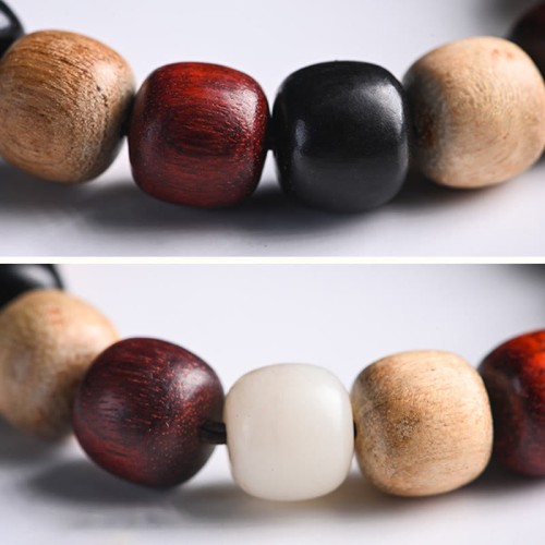 Ebony Wood Cat Engraved Protection Bracelet
