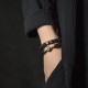 Ebony Wood Dzi Bead Copper Peace Couple Bracelet Ebony Wood Dzi Bead Copper Peace Couple Bracelet