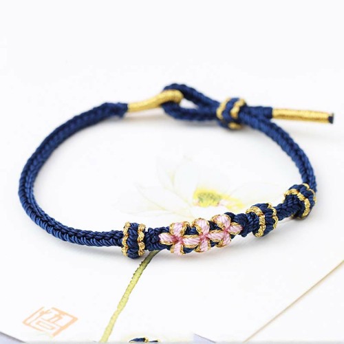 Peach Blossoms Luck Braided String Bracelet