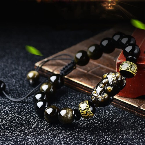 Gold Sheen Obsidian PiXiu Wealth Bracelet Gold Sheen Obsidian PiXiu Wealth Bracelet