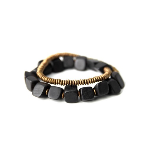 Tibetan Ebony Copper Peace Double Wrap Bracelet Tibetan Ebony Copper Peace Double Wrap Bracelet