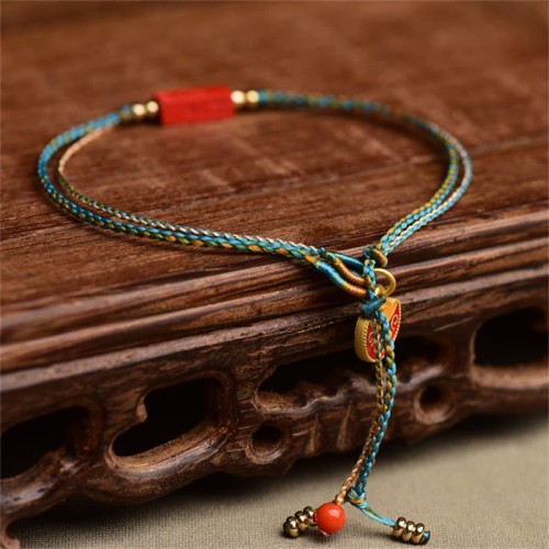 Handmade Cinnabar Blessing Braid Double Layer Bracelet Handmade Cinnabar Blessing Braid Double Layer Bracelet