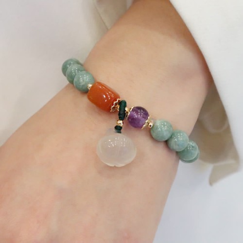 Cyan Jade Lotus Amethyst Crystal Healing Bracelet Cyan Jade Lotus Amethyst Crystal Healing Bracelet