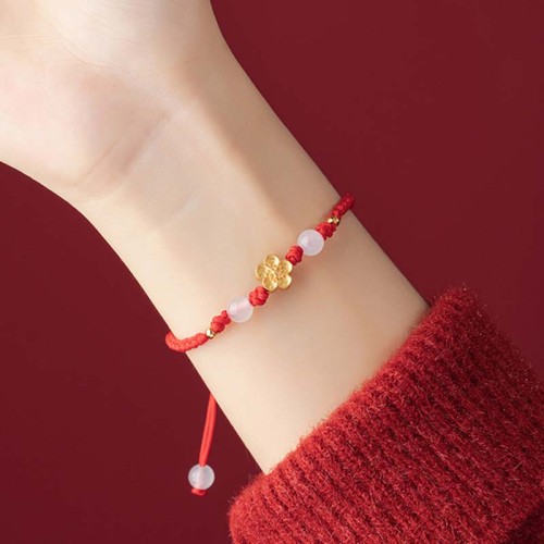 Handmade 925 Silver Peach Blossom Chalcedony Luck Bracelet Handmade 925 Silver Peach Blossom Chalcedony Luck Bracelet