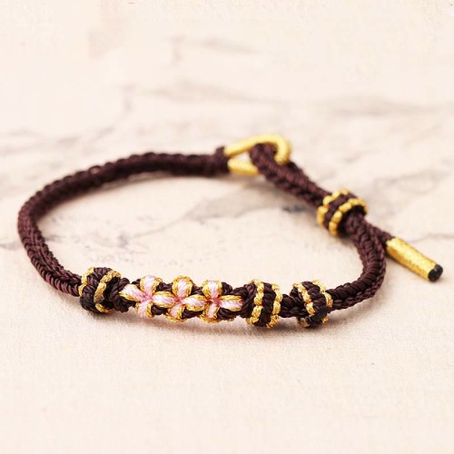 Peach Blossoms Luck Braided String Bracelet