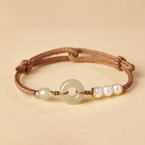 Hetian Jade Pearl Peace Luck Bracelet