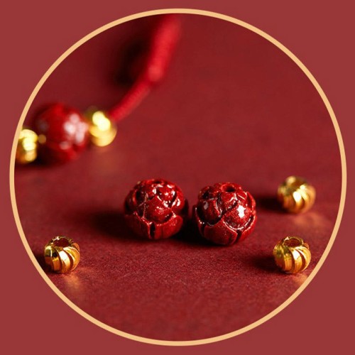 Handmade Lotus Cinnabar Blessing Braid Bracelet