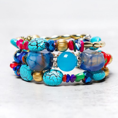 Turquoise Agate Beads Blessing Bracelet Turquoise Agate Beads Blessing Bracelet