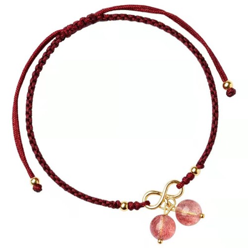 Strawberry Quartz Amethyst Green Phantom Positive Bracelet