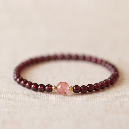 Garnet Strawberry Quartz Calm Bracelet Garnet Strawberry Quartz Calm Bracelet
