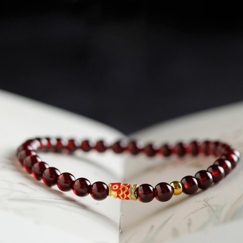 999 Gold Koi Fish Garnet Protection Bracelet 999 Gold Koi Fish Garnet Protection Bracelet