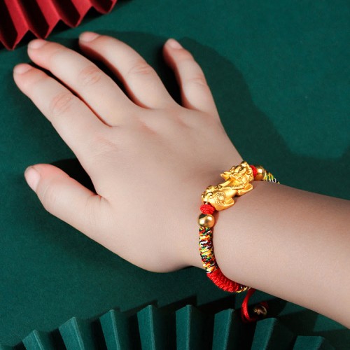 999 Silver PiXiu Wealth King Kong Knot Kids Bracelet 999 Silver PiXiu Wealth King Kong Knot Kids Bracelet