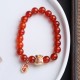 White Agate Red Agate Money Bag Fu Character Bracelet White Agate Red Agate Money Bag Fu Character Bracelet