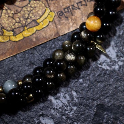 108 Mala Beads Gold Sheen Obsidian Wealth Bracelet 108 Mala Beads Gold Sheen Obsidian Wealth Bracelet