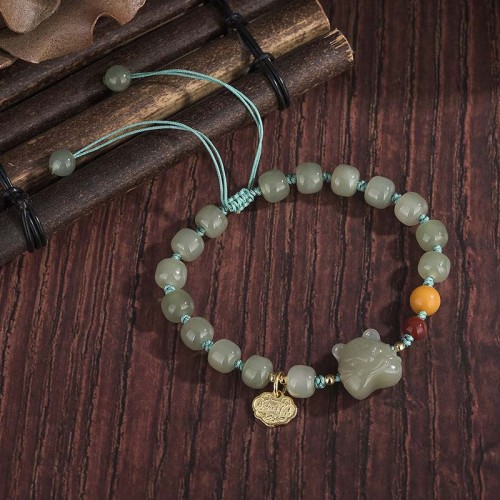Chinese Zodiac Tiger Jade Blessing Bracelet