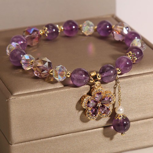 Amethyst Pearl Flower Charm Transformation Bracelet Amethyst Pearl Flower Charm Transformation Bracelet