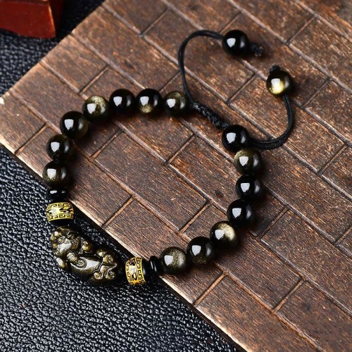 Gold Sheen Obsidian PiXiu Wealth Bracelet Gold Sheen Obsidian PiXiu Wealth Bracelet