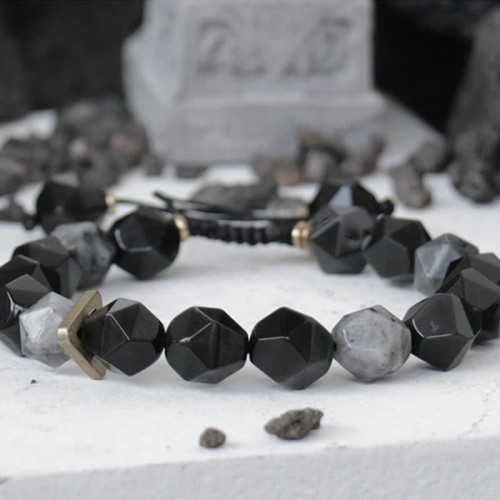 Black Obsidian Glitter Stone Purification Bracelet Black Obsidian Glitter Stone Purification Bracelet