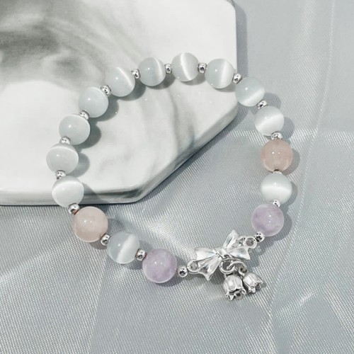 Cat's Eye Lavender Amethyst Rosette Charm Bracelet