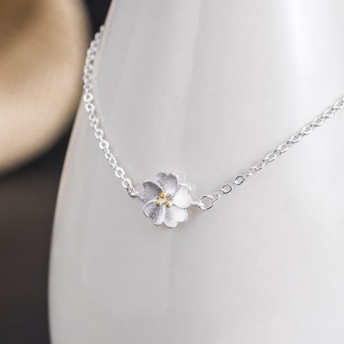 925 Silver Cherry Blossom Blessing Chain Bracelet 925 Silver Cherry Blossom Blessing Chain Bracelet