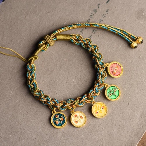 Tibetan Five God of Wealth Luck Braid Bracelet