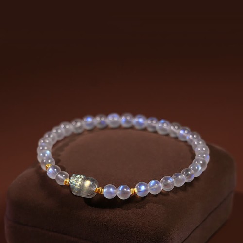 925 Sterling Silver Gold Plated Moonstone PiXiu Bracelet 925 Sterling Silver Gold Plated Moonstone PiXiu Bracelet