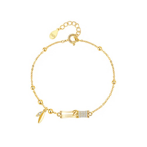925 Silver White Jade Bamboo Leaf Zircon Bracelet 925 Silver White Jade Bamboo Leaf Zircon Bracelet