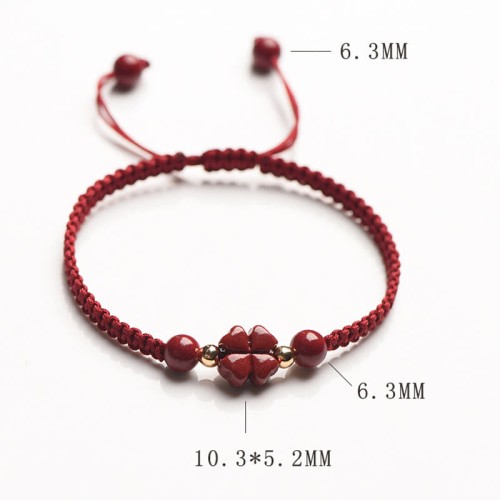 Four Leaf Clover Cinnabar Blessing Bracelet Four Leaf Clover Cinnabar Blessing Bracelet