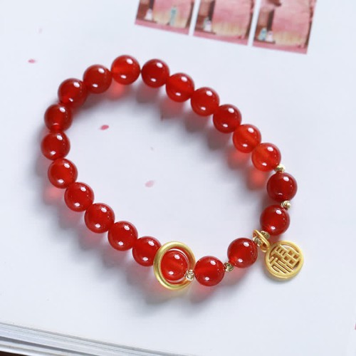 Natural Red Agate Confidence Letter Bracelet Natural Red Agate Confidence Letter Bracelet