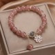 Strawberry Quartz Daisy Flower Charm Healing Bracelet Strawberry Quartz Daisy Flower Charm Healing Bracelet