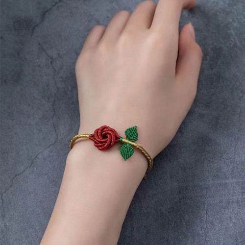 Rose Flower Peace Knot Handmade Luck Bracelet Rose Flower Peace Knot Handmade Luck Bracelet