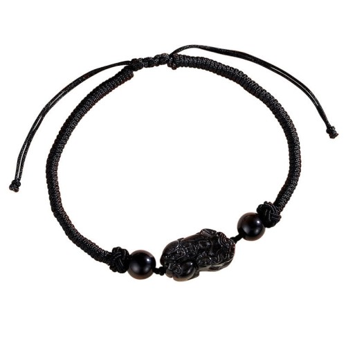 Silver Sheen Obsidian Strawberry Quartz PiXiu Bracelet Silver Sheen Obsidian Strawberry Quartz PiXiu Bracelet
