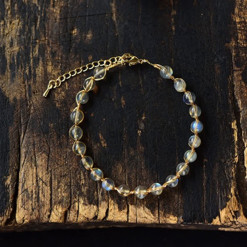 Natural Moonstone 14K Gold Healing Bracelet Natural Moonstone 14K Gold Healing Bracelet