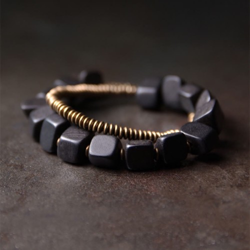 Tibetan Ebony Copper Peace Double Wrap Bracelet Tibetan Ebony Copper Peace Double Wrap Bracelet