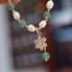 Green Strawberry Quartz Pearl Flower Charm Bracelet Green Strawberry Quartz Pearl Flower Charm Bracelet