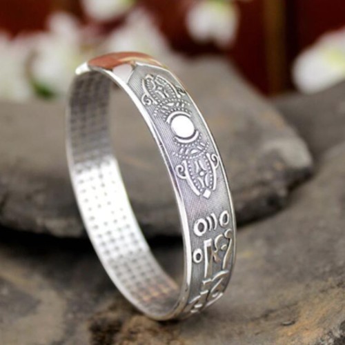 Tibetan Sanskrit White Copper Meditation Bracelet Tibetan Sanskrit White Copper Meditation Bracelet