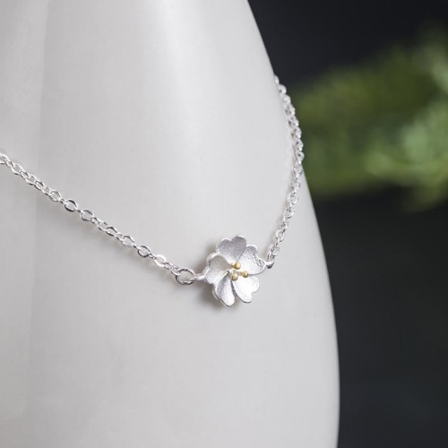 925 Silver Cherry Blossom Blessing Chain Bracelet 925 Silver Cherry Blossom Blessing Chain Bracelet