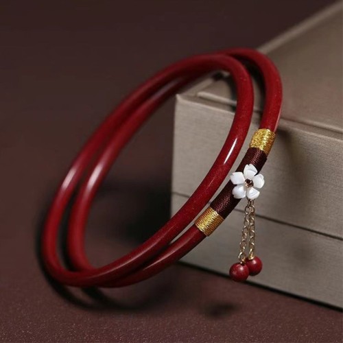 Cinnabar Flower Blessing Bangle Bracelet Cinnabar Flower Blessing Bangle Bracelet
