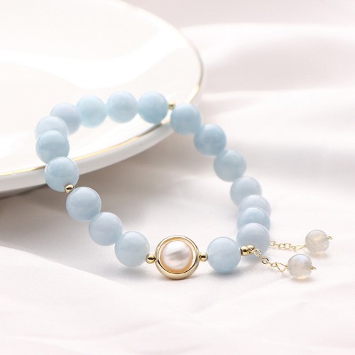 Aquamarine Pearl Moonstone Charm Bracelet Aquamarine Pearl Moonstone Charm Bracelet