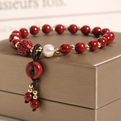 Cinnabar Peace Buckle Copper Coin Blessing Bracelet Cinnabar Peace Buckle Copper Coin Blessing Bracelet