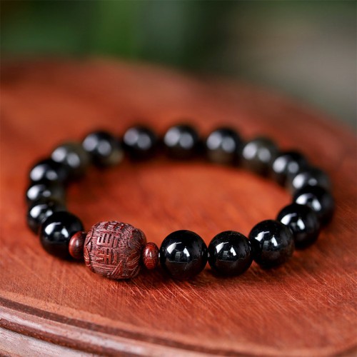 Gold Sheen Obsidian Om Mani Padme Hum Bracelet Gold Sheen Obsidian Om Mani Padme Hum Bracelet