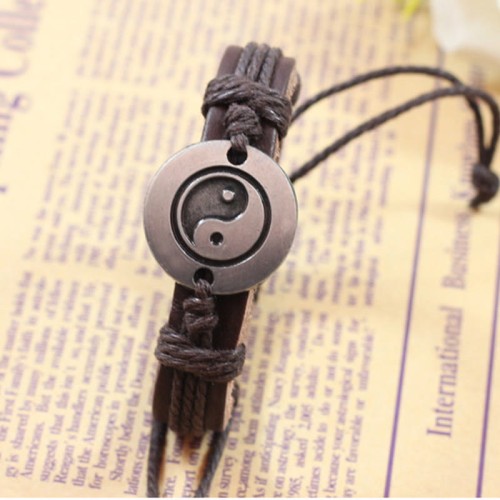 Retro Yin Yang Leather Harmony Bracelet