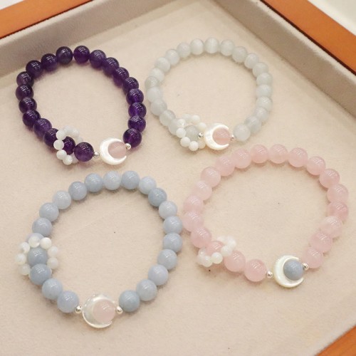 925 Silver Amethyst Aquamarine Cat's Eye Healing Bracelet