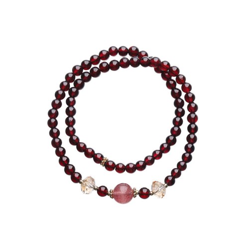 14K Gold Plated Garnet Strawberry Quartz Wrap Bracelet 14K Gold Plated Garnet Strawberry Quartz Wrap Bracelet