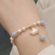 Aquamarine Pearl Ginkgo Leaf Butterfly Charm Bracelet Aquamarine Pearl Ginkgo Leaf Butterfly Charm Bracelet