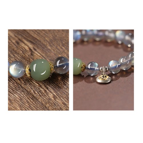 Zodiac Buddha Moonstone Hetian Jade Bracelet Zodiac Buddha Moonstone Hetian Jade Bracelet