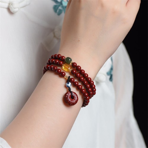 Tibetan Triple Wrap Cinnabar Blessing Bracelet Tibetan Triple Wrap Cinnabar Blessing Bracelet
